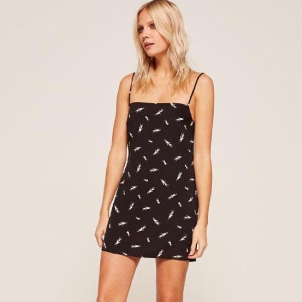 Reformation Hope slip dress in Starman (rocket ship pattern)